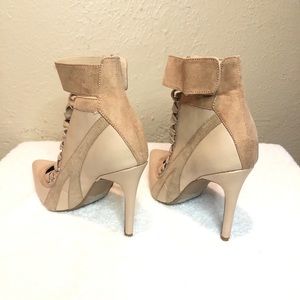 Lace Up Tan Boot Heel with Strap